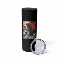 Japanese Dinosaur Skinny Tumbler Vintage Great Wave Monster Epic Giant Monster Ukiyo-e Style