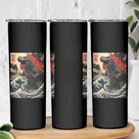 Japanese Dinosaur Skinny Tumbler Vintage Great Wave Monster Epic Giant Monster Ukiyo-e Style