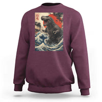 Japanese Dinosaur Sweatshirt Vintage Great Wave Monster Epic Giant Monster Ukiyo-e Style