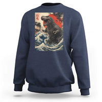 Japanese Dinosaur Sweatshirt Vintage Great Wave Monster Epic Giant Monster Ukiyo-e Style