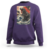 Japanese Dinosaur Sweatshirt Vintage Great Wave Monster Epic Giant Monster Ukiyo-e Style
