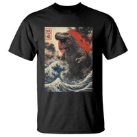 Japanese Dinosaur T Shirt Vintage Great Wave Monster Epic Giant Monster Ukiyo-e Style