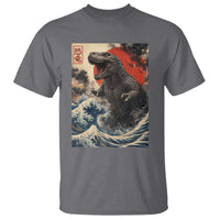 Japanese Dinosaur T Shirt Vintage Great Wave Monster Epic Giant Monster Ukiyo-e Style