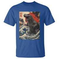 Japanese Dinosaur T Shirt Vintage Great Wave Monster Epic Giant Monster Ukiyo-e Style