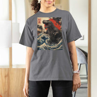 Japanese Dinosaur T Shirt For Women Vintage Great Wave Monster Epic Giant Monster Ukiyo-e Style