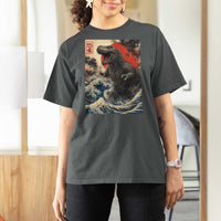 Japanese Dinosaur T Shirt For Women Vintage Great Wave Monster Epic Giant Monster Ukiyo-e Style