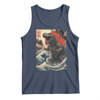 Japanese Dinosaur Tank Top Vintage Great Wave Monster Epic Giant Monster Ukiyo-e Style