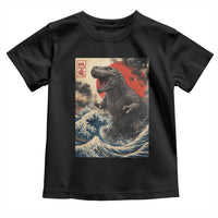 Japanese Dinosaur Toddler T Shirt Vintage Great Wave Monster Epic Giant Monster Ukiyo-e Style