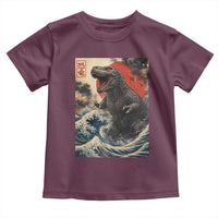 Japanese Dinosaur Toddler T Shirt Vintage Great Wave Monster Epic Giant Monster Ukiyo-e Style