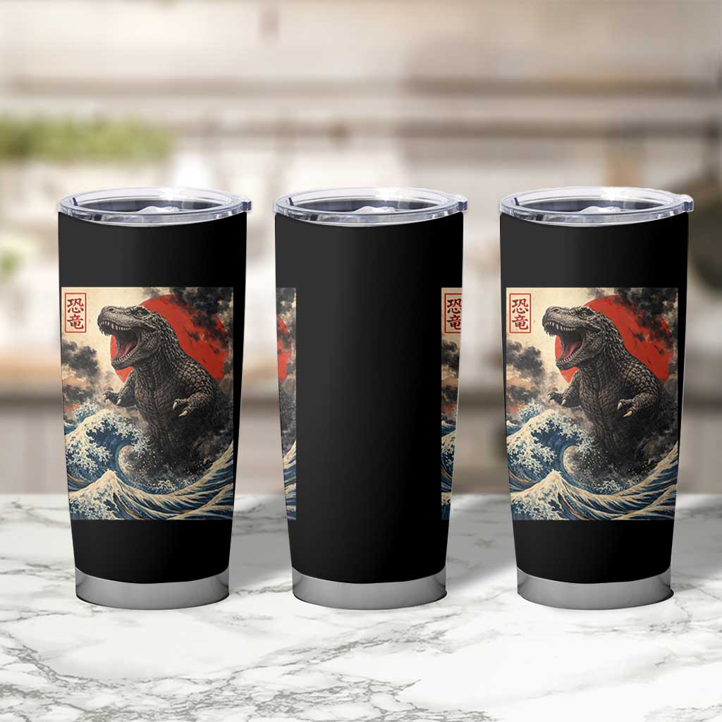 Japanese Dinosaur Tumbler Cup Vintage Great Wave Monster Epic Giant Monster Ukiyo-e Style