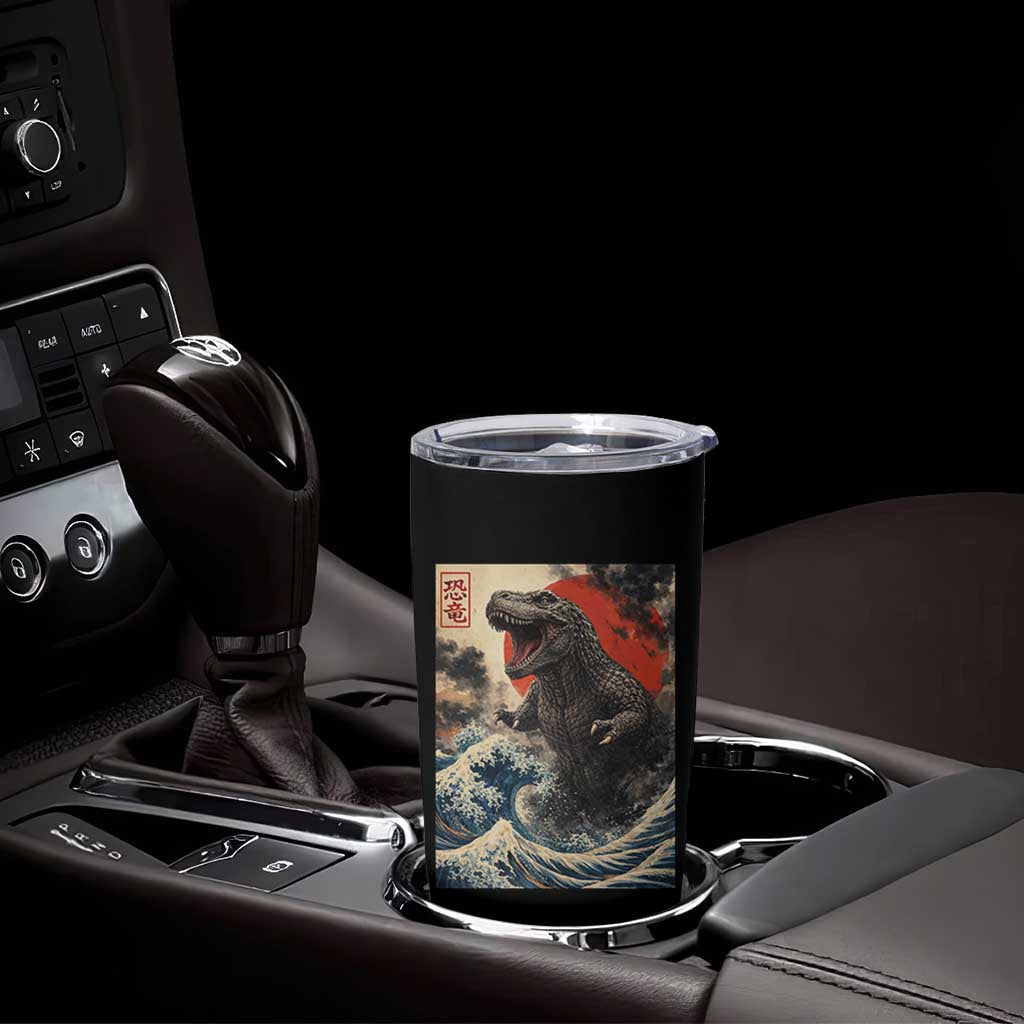 Japanese Dinosaur Tumbler Cup Vintage Great Wave Monster Epic Giant Monster Ukiyo-e Style