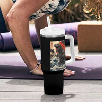 Japanese Dinosaur Tumbler With Handle Vintage Great Wave Monster Epic Giant Monster Ukiyo-e Style