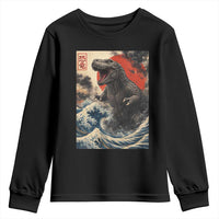Japanese Dinosaur Youth Sweatshirt Vintage Great Wave Monster Epic Giant Monster Ukiyo-e Style