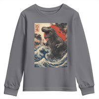 Japanese Dinosaur Youth Sweatshirt Vintage Great Wave Monster Epic Giant Monster Ukiyo-e Style