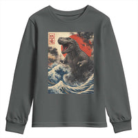 Japanese Dinosaur Youth Sweatshirt Vintage Great Wave Monster Epic Giant Monster Ukiyo-e Style