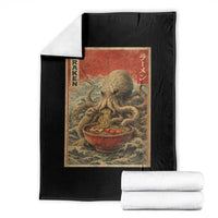 Sea Monster Eating Ramen Throw Blanket Vintage Graphic Japanese Lover Ukiyo-e Art