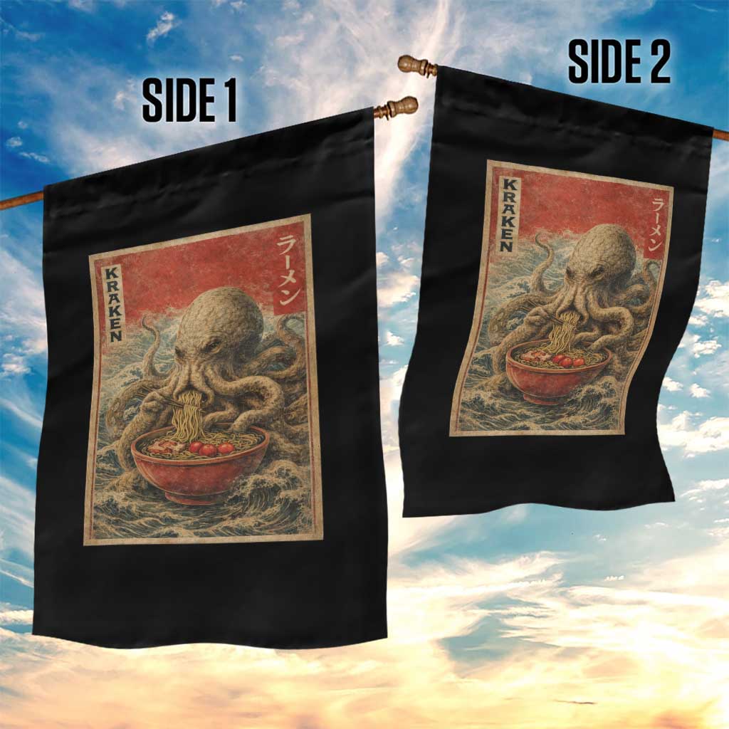 Sea Monster Eating Ramen Garden Flag Vintage Graphic Japanese Lover Ukiyo-e Art