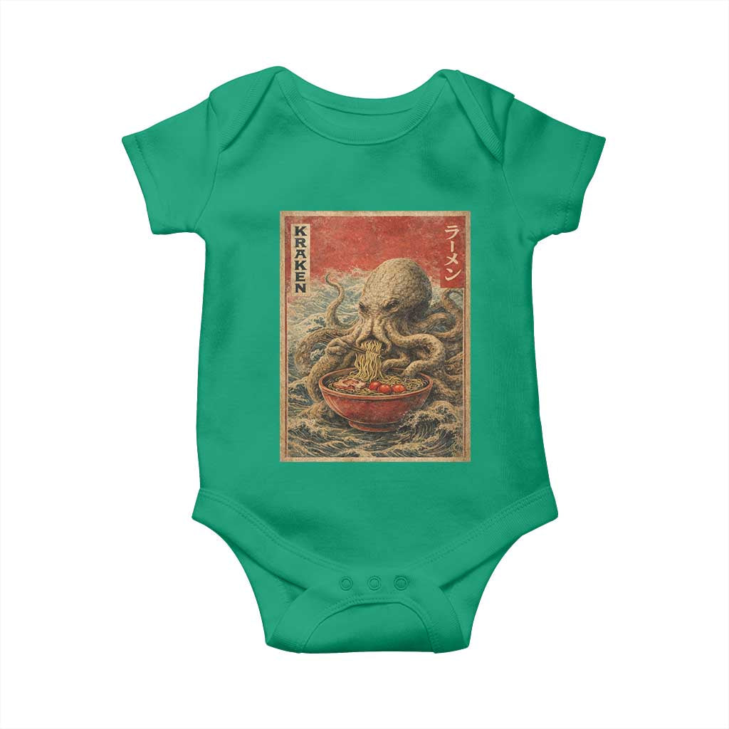 Sea Monster Eating Ramen Baby Onesie Vintage Graphic Japanese Lover Ukiyo-e Art