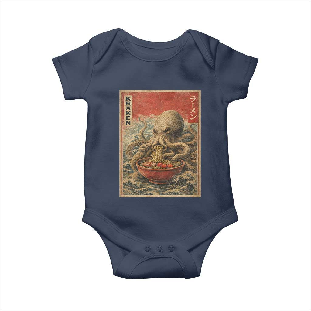 Sea Monster Eating Ramen Baby Onesie Vintage Graphic Japanese Lover Ukiyo-e Art