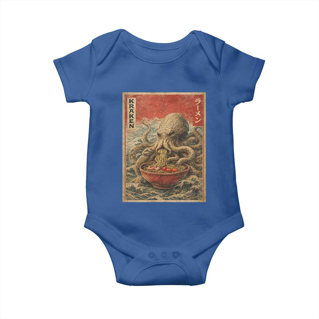 Sea Monster Eating Ramen Baby Onesie Vintage Graphic Japanese Lover Ukiyo-e Art