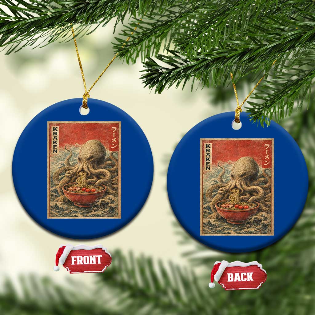 Sea Monster Eating Ramen Ceramic Ornament Vintage Graphic Japanese Lover Ukiyo-e Art