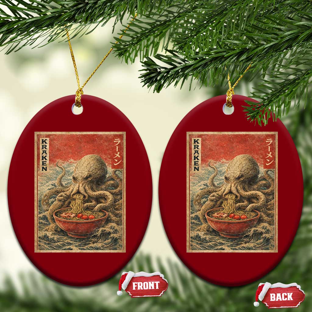 Sea Monster Eating Ramen Ceramic Ornament Vintage Graphic Japanese Lover Ukiyo-e Art