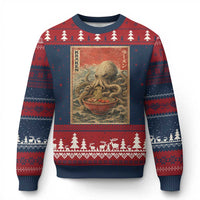 Sea Monster Eating Ramen Ugly Christmas Sweater Vintage Graphic Japanese Lover Ukiyo-e Art
