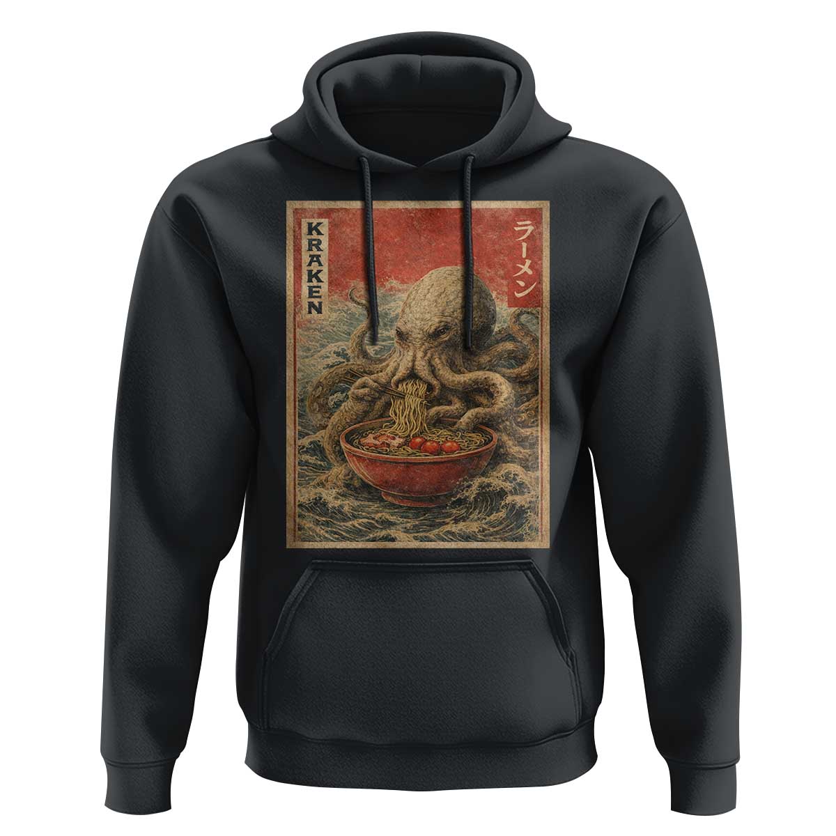 Sea Monster Eating Ramen Hoodie Vintage Graphic Japanese Lover Ukiyo-e Art