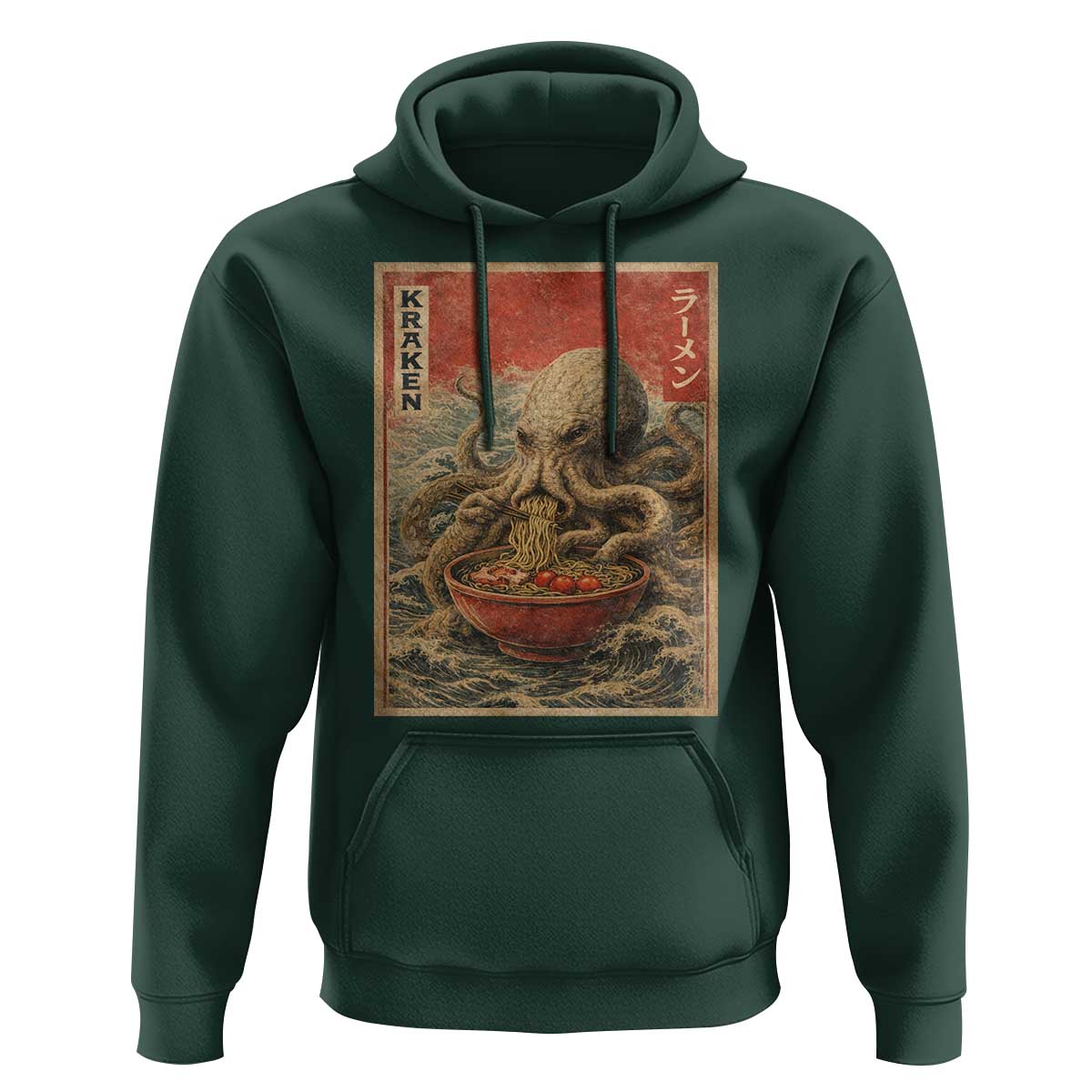 Sea Monster Eating Ramen Hoodie Vintage Graphic Japanese Lover Ukiyo-e Art