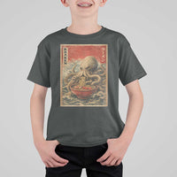 Sea Monster Eating Ramen T Shirt For Kid Vintage Graphic Japanese Lover Ukiyo-e Art