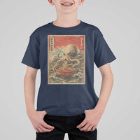 Sea Monster Eating Ramen T Shirt For Kid Vintage Graphic Japanese Lover Ukiyo-e Art