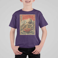 Sea Monster Eating Ramen T Shirt For Kid Vintage Graphic Japanese Lover Ukiyo-e Art