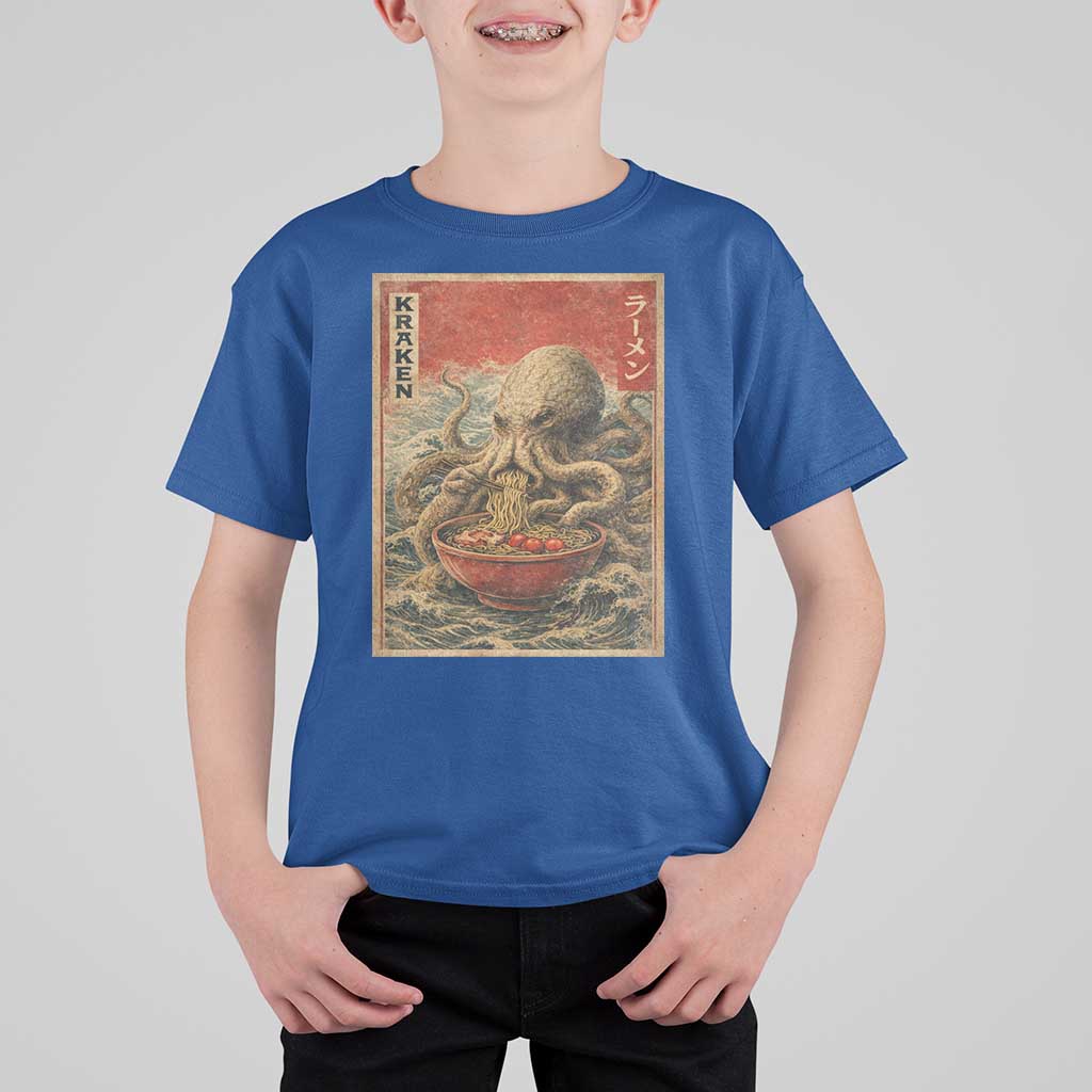 Sea Monster Eating Ramen T Shirt For Kid Vintage Graphic Japanese Lover Ukiyo-e Art