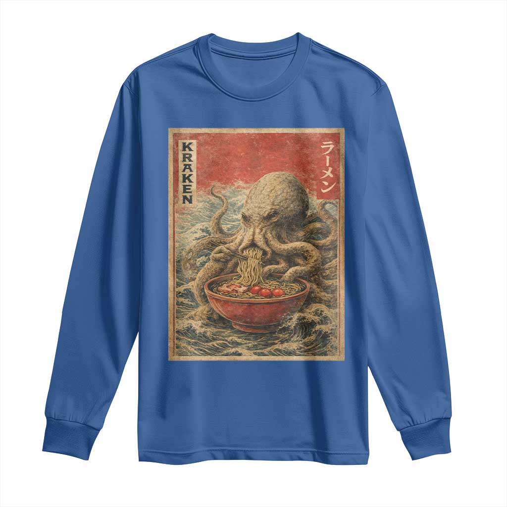 Sea Monster Eating Ramen Long Sleeve Shirt Vintage Graphic Japanese Lover Ukiyo-e Art