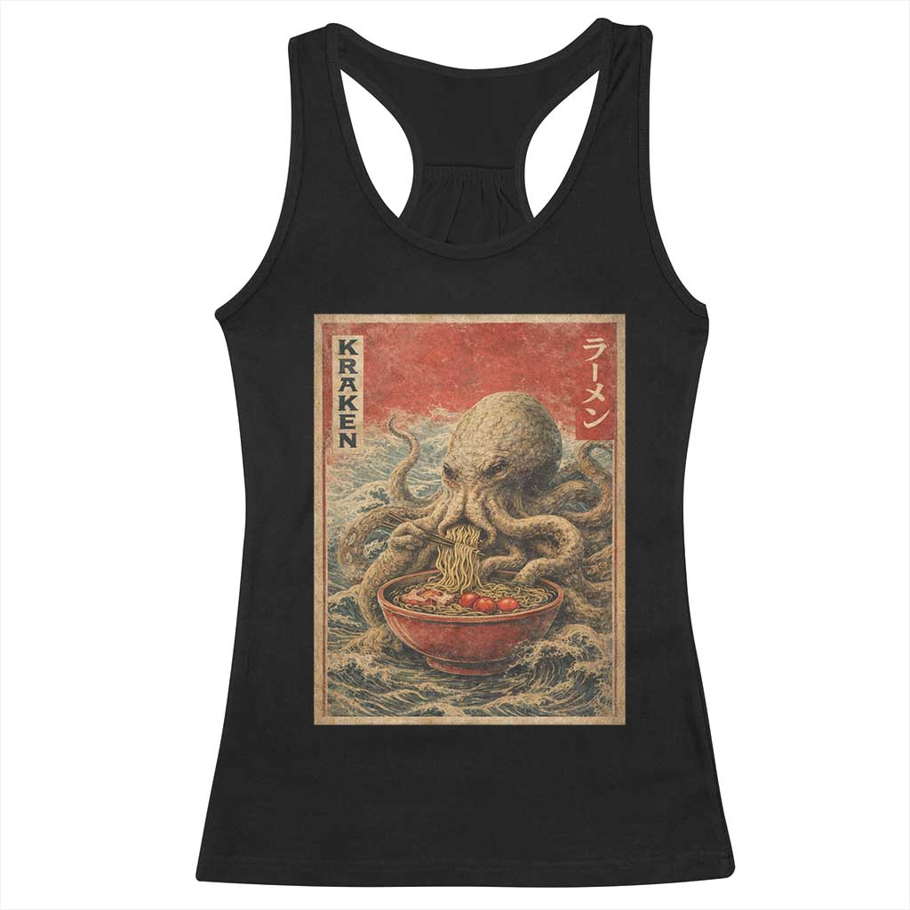 Sea Monster Eating Ramen Racerback Tank Top Vintage Graphic Japanese Lover Ukiyo-e Art