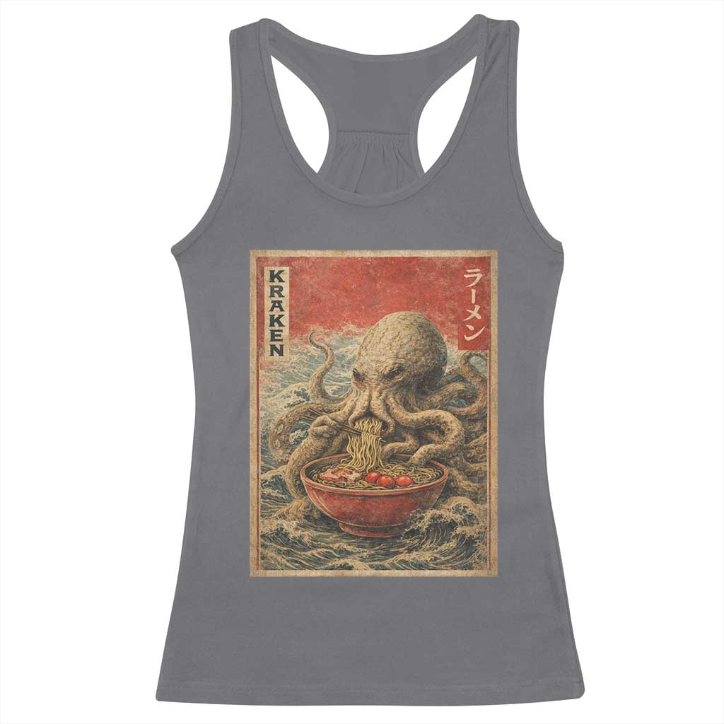 Sea Monster Eating Ramen Racerback Tank Top Vintage Graphic Japanese Lover Ukiyo-e Art