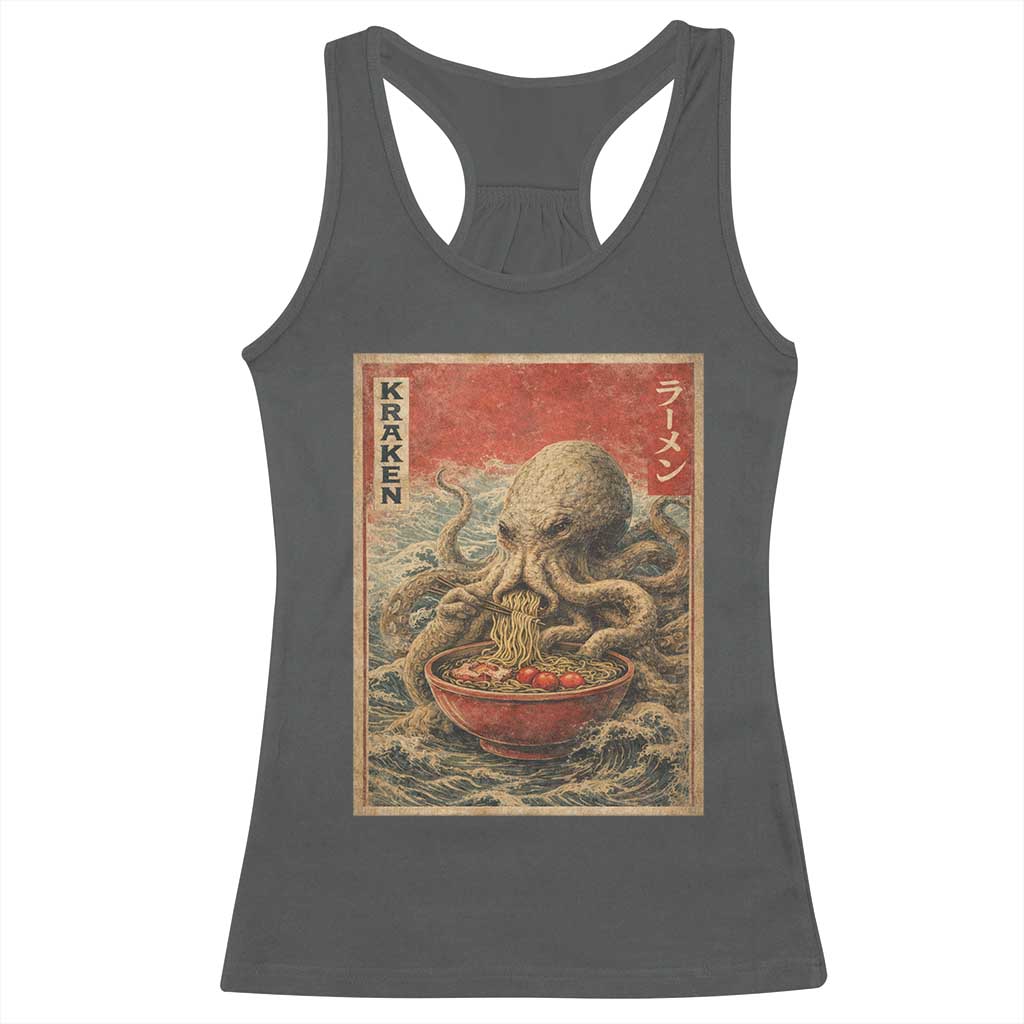 Sea Monster Eating Ramen Racerback Tank Top Vintage Graphic Japanese Lover Ukiyo-e Art