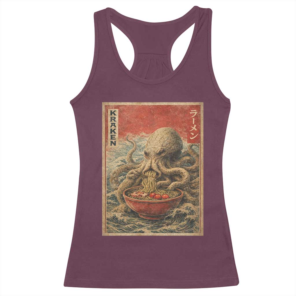 Sea Monster Eating Ramen Racerback Tank Top Vintage Graphic Japanese Lover Ukiyo-e Art