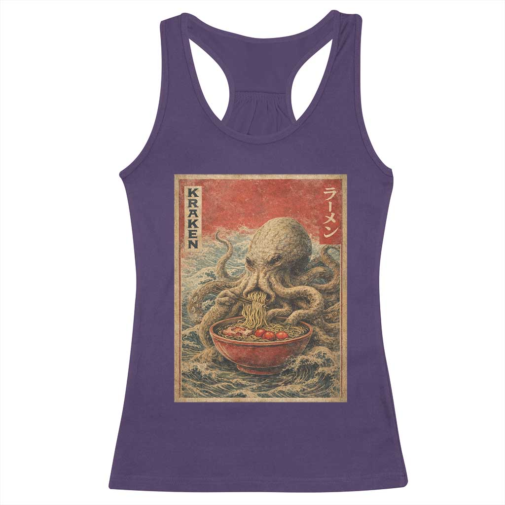 Sea Monster Eating Ramen Racerback Tank Top Vintage Graphic Japanese Lover Ukiyo-e Art