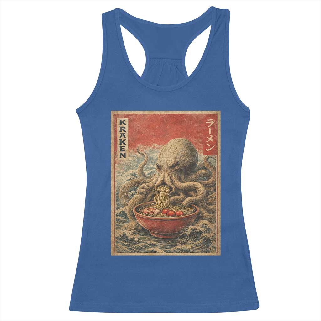 Sea Monster Eating Ramen Racerback Tank Top Vintage Graphic Japanese Lover Ukiyo-e Art