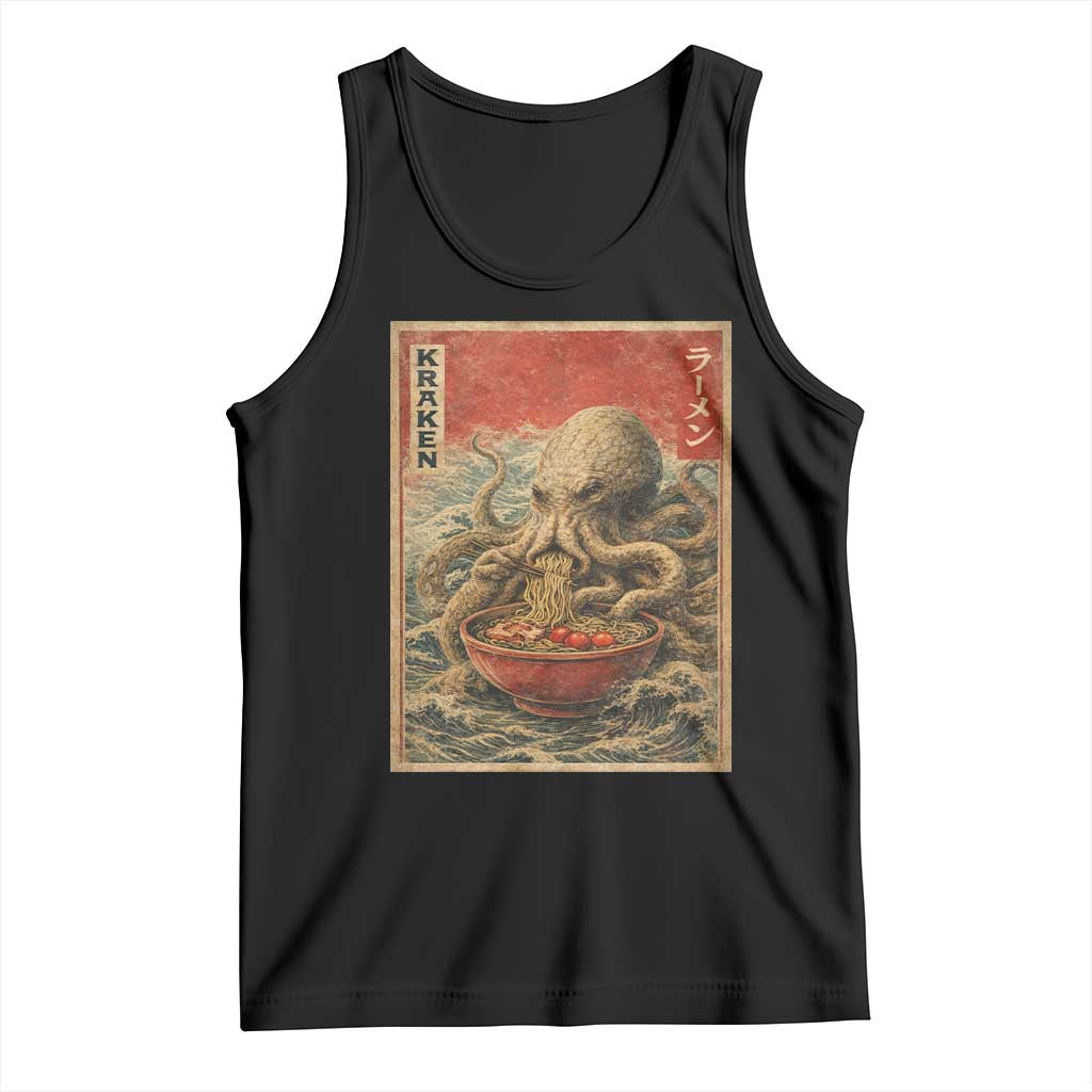 Sea Monster Eating Ramen Tank Top Vintage Graphic Japanese Lover Ukiyo-e Art