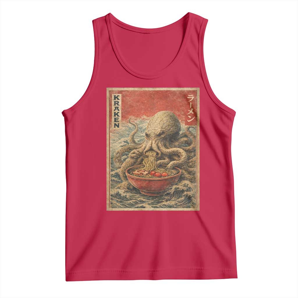 Sea Monster Eating Ramen Tank Top Vintage Graphic Japanese Lover Ukiyo-e Art