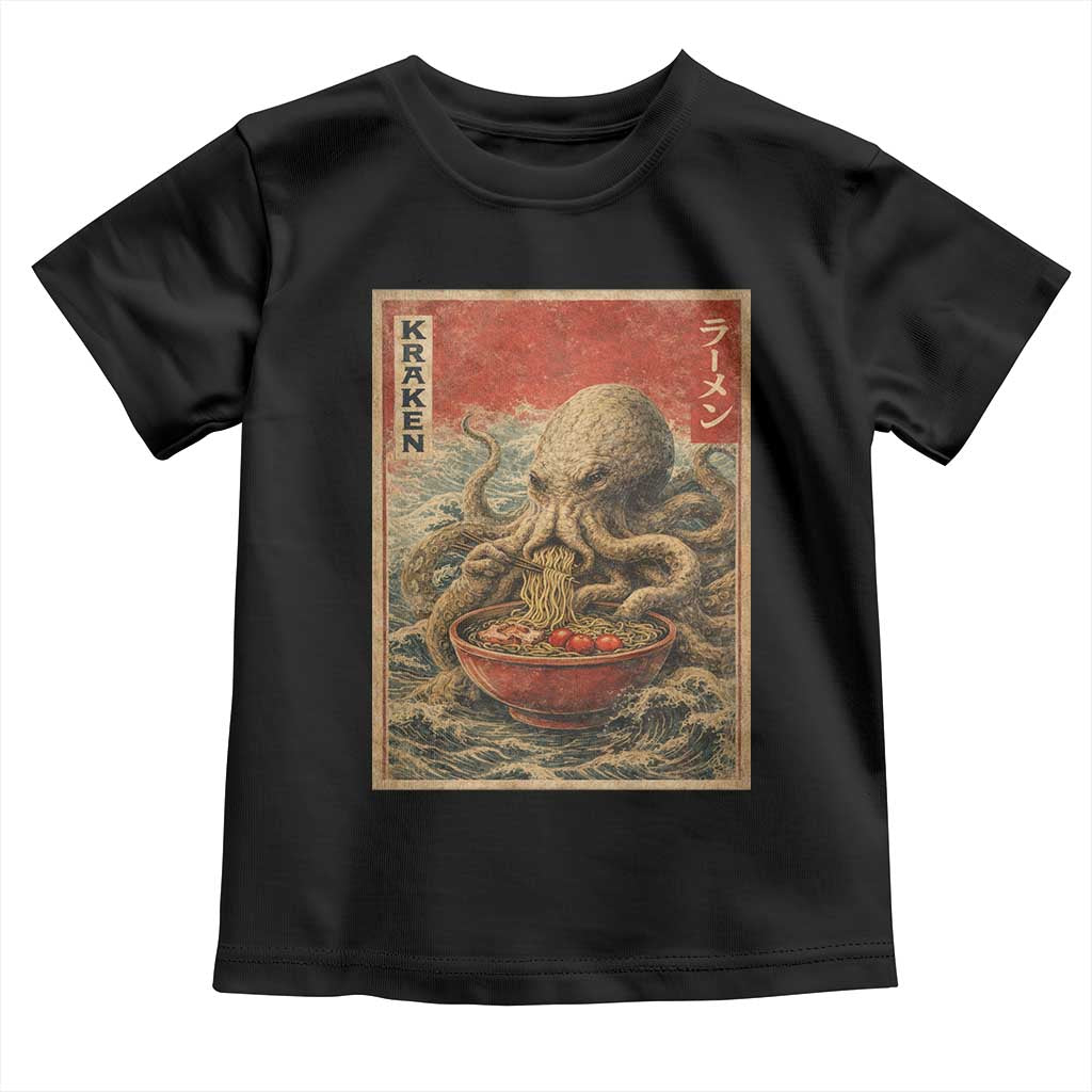 Sea Monster Eating Ramen Toddler T Shirt Vintage Graphic Japanese Lover Ukiyo-e Art