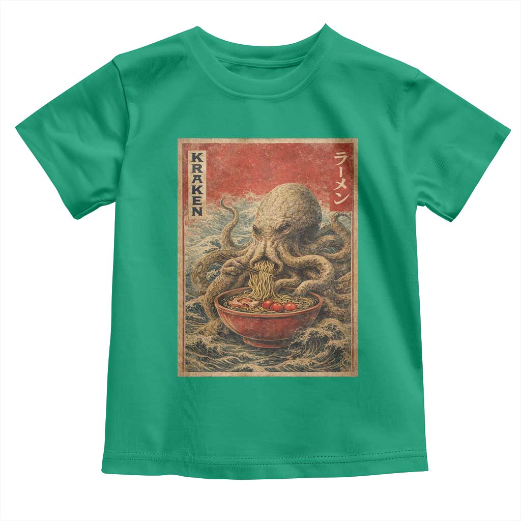 Sea Monster Eating Ramen Toddler T Shirt Vintage Graphic Japanese Lover Ukiyo-e Art