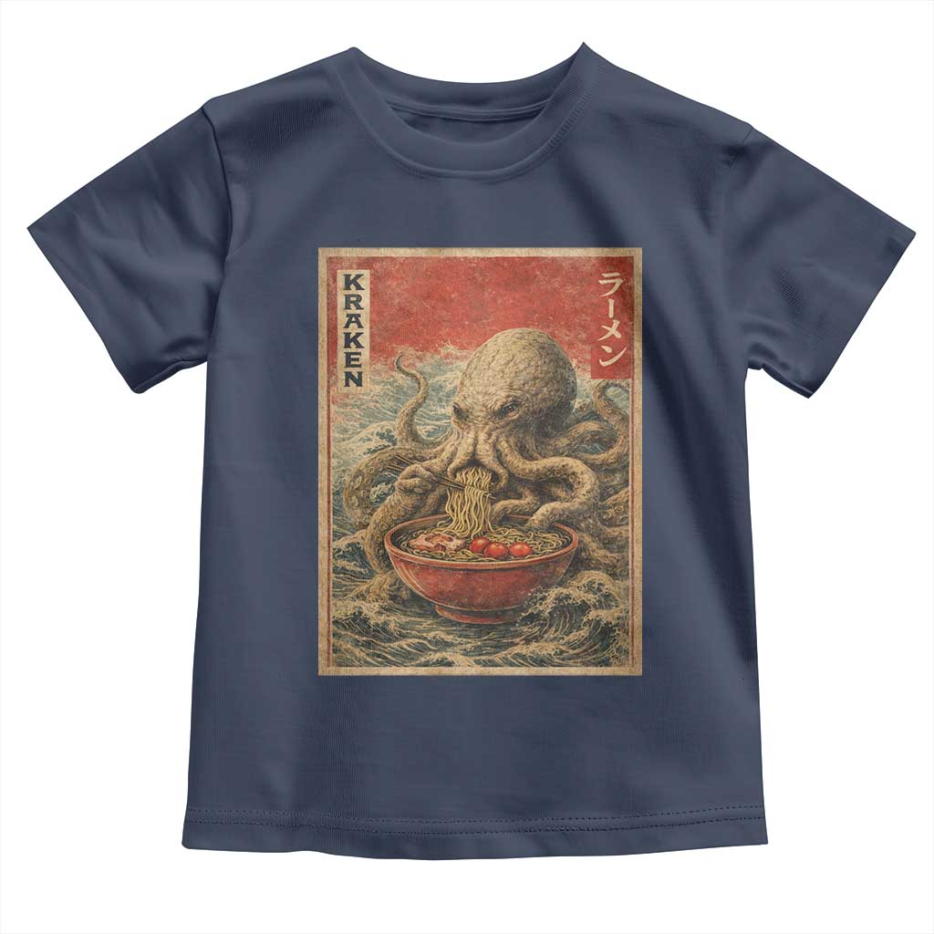 Sea Monster Eating Ramen Toddler T Shirt Vintage Graphic Japanese Lover Ukiyo-e Art