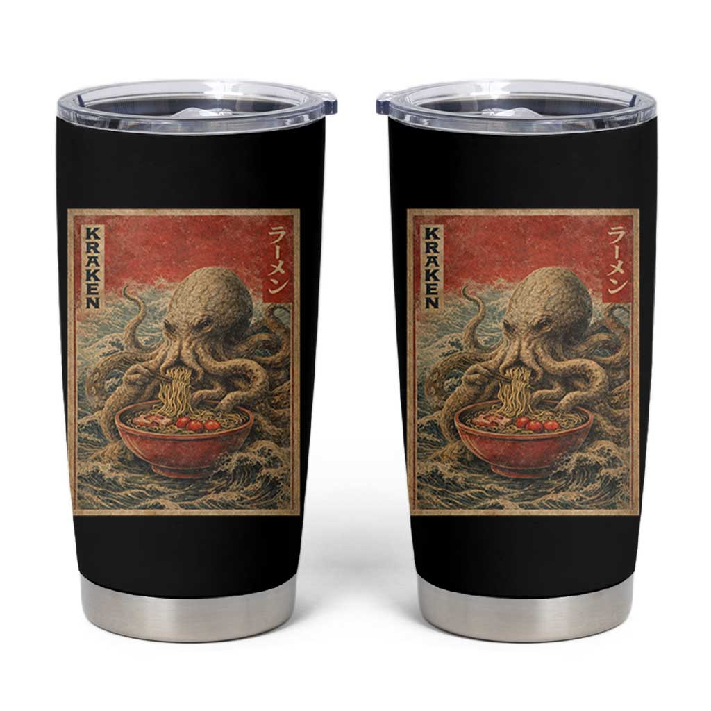 Sea Monster Eating Ramen Tumbler Cup Vintage Graphic Japanese Lover Ukiyo-e Art