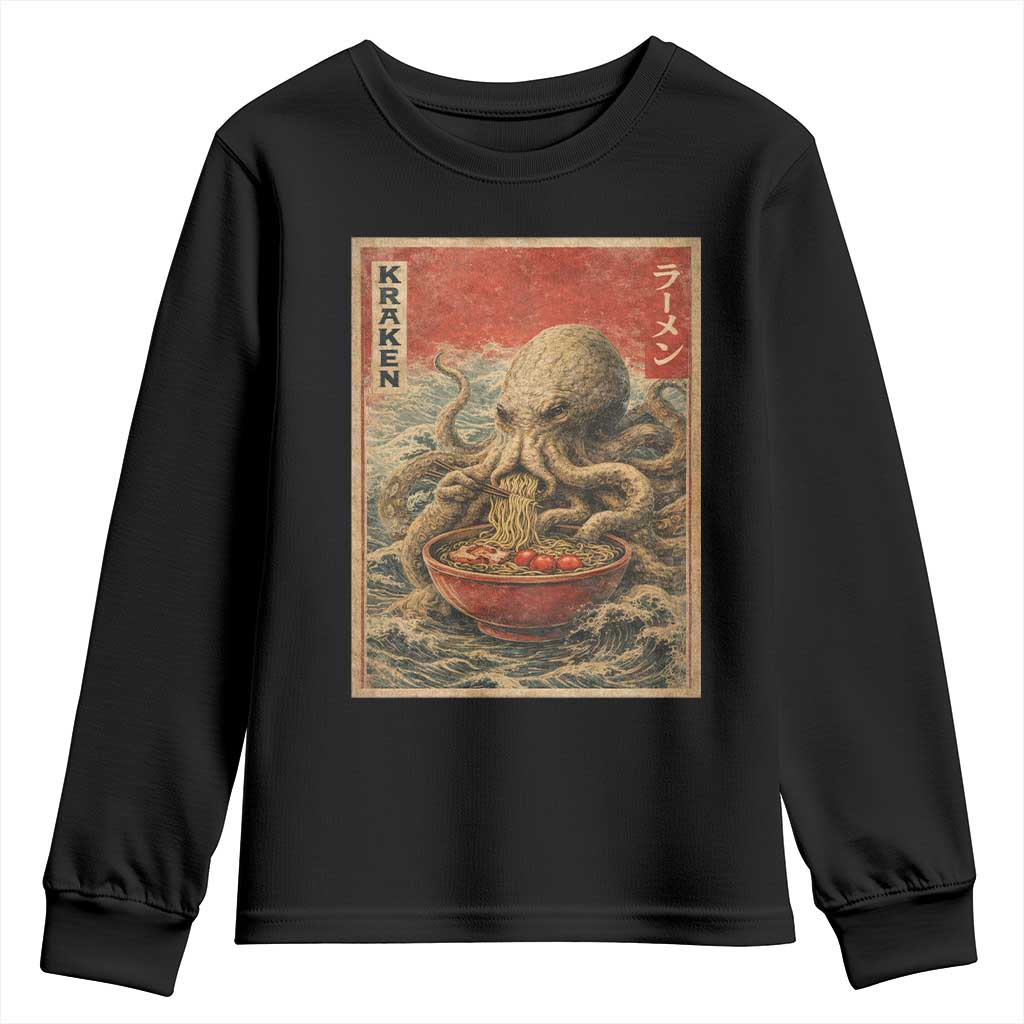 Sea Monster Eating Ramen Youth Sweatshirt Vintage Graphic Japanese Lover Ukiyo-e Art