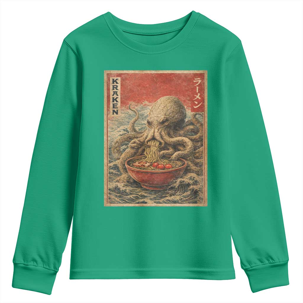 Sea Monster Eating Ramen Youth Sweatshirt Vintage Graphic Japanese Lover Ukiyo-e Art
