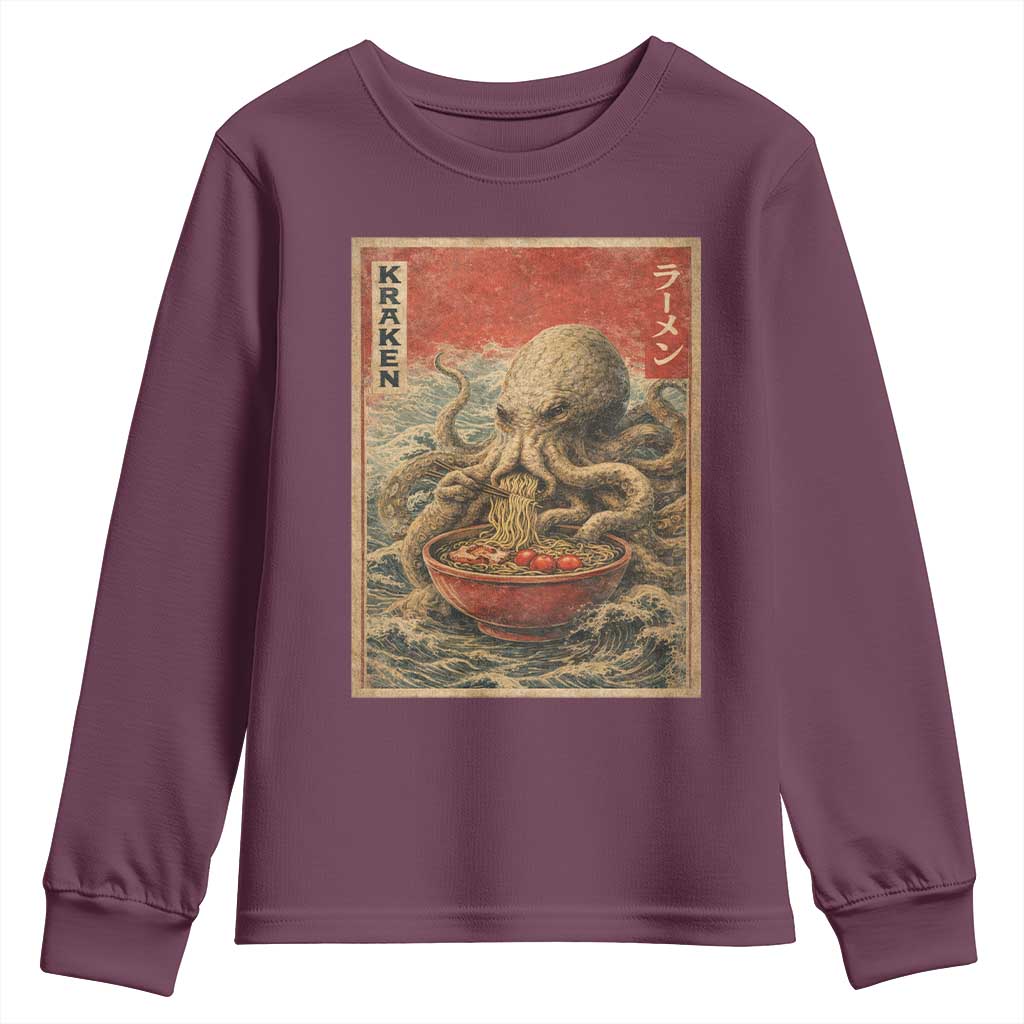 Sea Monster Eating Ramen Youth Sweatshirt Vintage Graphic Japanese Lover Ukiyo-e Art