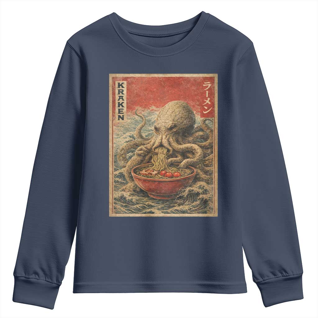 Sea Monster Eating Ramen Youth Sweatshirt Vintage Graphic Japanese Lover Ukiyo-e Art